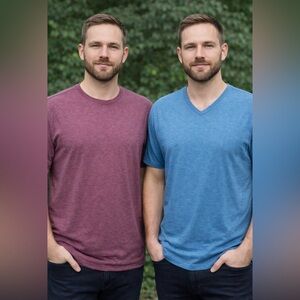 Denver Hayes V-Neck Tees - Blue and Maroon